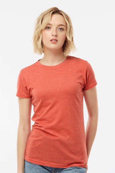 Tultex 240 Womens Poly-Rich Short Sleeve Crewneck T-Shirt Heather Orange Model Front