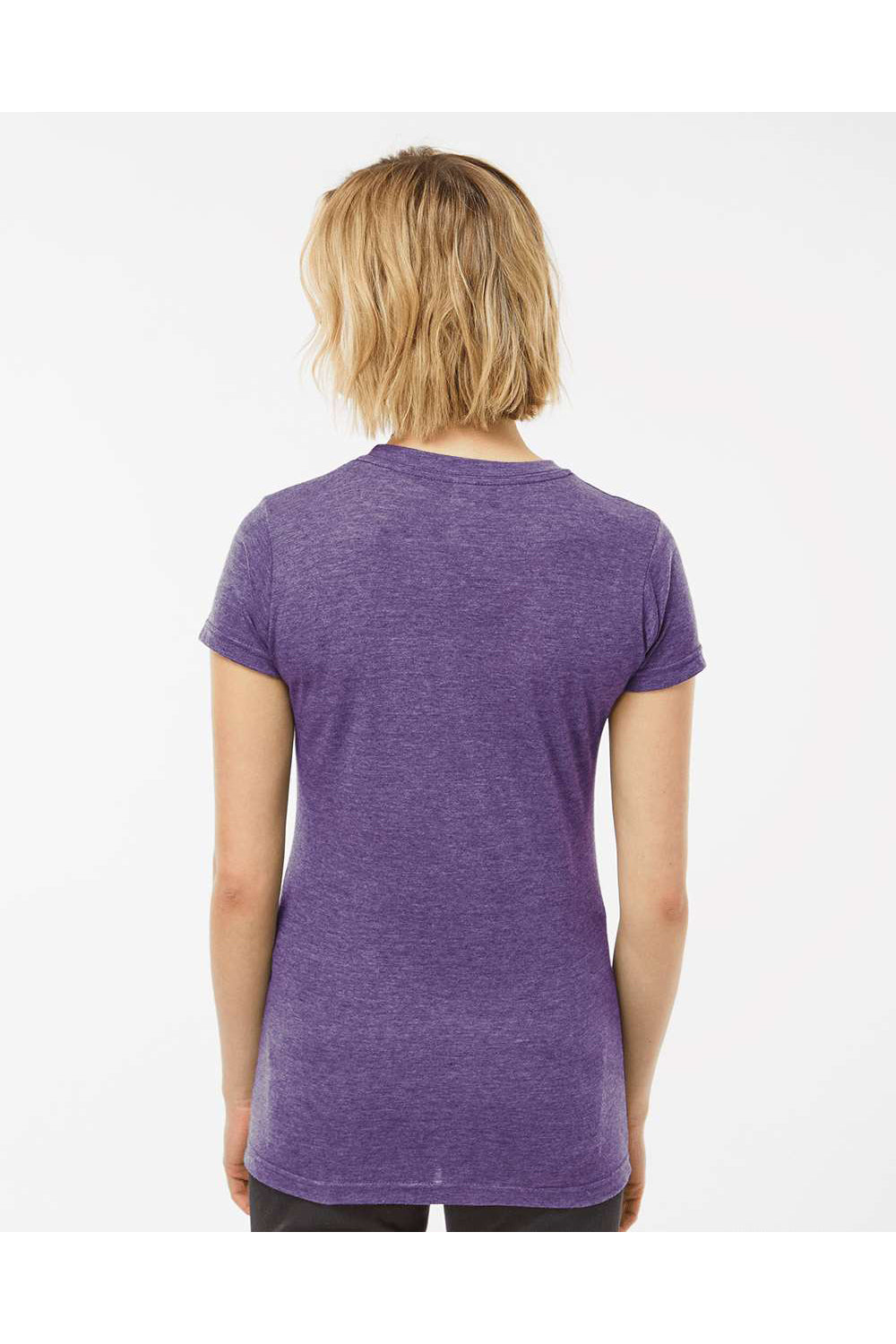 Tultex 240 Womens Poly-Rich Short Sleeve Crewneck T-Shirt Heather Purple Model Back