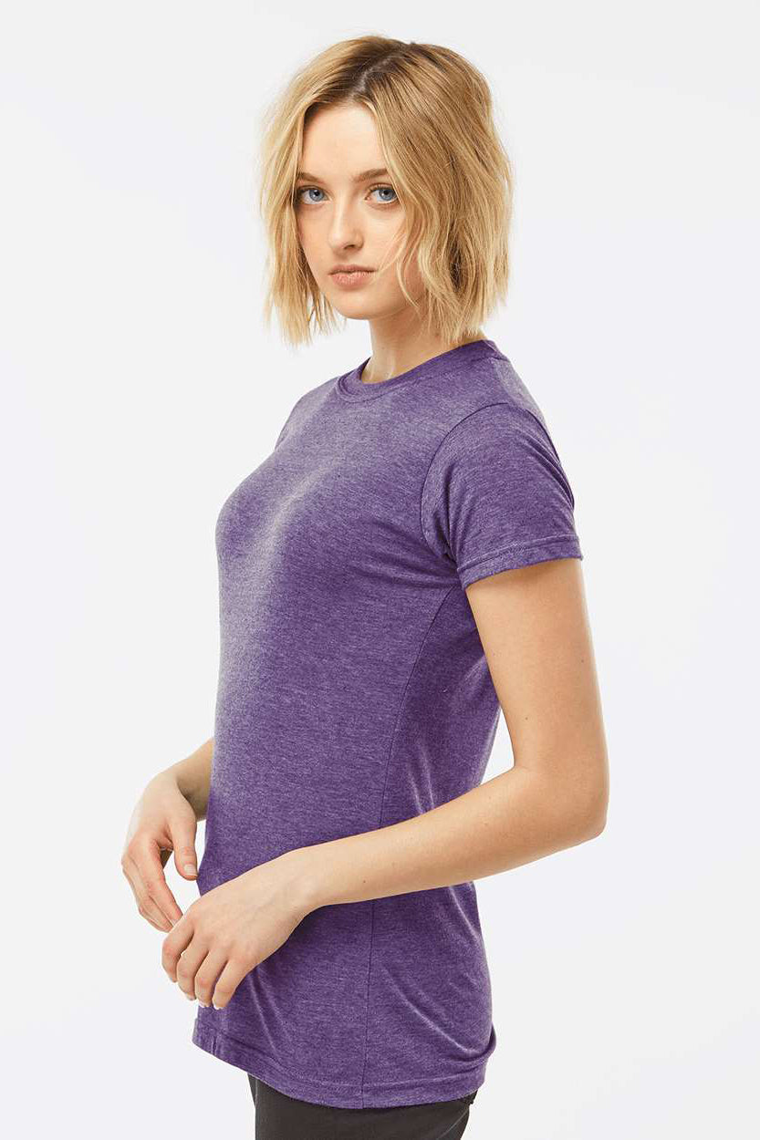 Tultex 240 Womens Poly-Rich Short Sleeve Crewneck T-Shirt Heather Purple Model Side