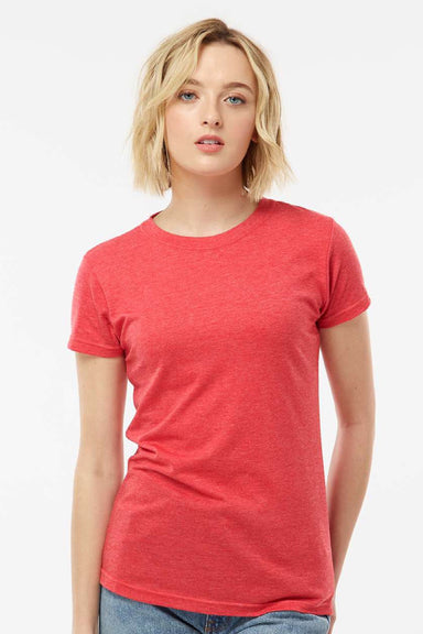 Tultex 240 Womens Poly-Rich Short Sleeve Crewneck T-Shirt Heather Red Model Front