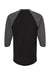 Tultex 245 Mens Fine Jersey Raglan 3/4 Sleeve Crewneck T-Shirt Black/Heather Charcoal Grey Flat Back