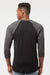 Tultex 245 Mens Fine Jersey Raglan 3/4 Sleeve Crewneck T-Shirt Black/Heather Charcoal Grey Model Back