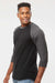 Tultex 245 Mens Fine Jersey Raglan 3/4 Sleeve Crewneck T-Shirt Black/Heather Charcoal Grey Model Side