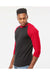 Tultex 245 Mens Fine Jersey Raglan 3/4 Sleeve Crewneck T-Shirt Black/Red Model Side