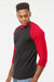 Tultex 245 Mens Fine Jersey Raglan 3/4 Sleeve Crewneck T-Shirt Black/Red Model Side