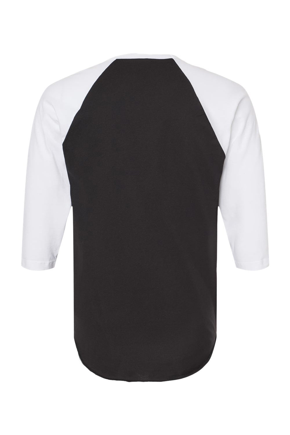 Tultex 245 Mens Fine Jersey Raglan 3/4 Sleeve Crewneck T-Shirt Black/White Flat Back