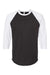 Tultex 245 Mens Fine Jersey Raglan 3/4 Sleeve Crewneck T-Shirt Black/White Flat Front