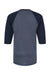 Tultex 245 Mens Fine Jersey Raglan 3/4 Sleeve Crewneck T-Shirt Heather Denim Blue/Navy Blue Flat Back
