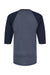 Tultex 245 Mens Fine Jersey Raglan 3/4 Sleeve Crewneck T-Shirt Heather Denim Blue/Navy Blue Flat Back