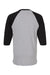 Tultex 245 Mens Fine Jersey Raglan 3/4 Sleeve Crewneck T-Shirt Heather Grey/Black Flat Back