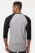 Tultex 245 Mens Fine Jersey Raglan 3/4 Sleeve Crewneck T-Shirt Heather Grey/Black Model Back