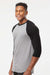 Tultex 245 Mens Fine Jersey Raglan 3/4 Sleeve Crewneck T-Shirt Heather Grey/Black Model Side