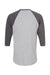 Tultex 245 Mens Fine Jersey Raglan 3/4 Sleeve Crewneck T-Shirt Heather Grey/Heather Charcoal Grey Flat Back