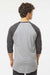 Tultex 245 Mens Fine Jersey Raglan 3/4 Sleeve Crewneck T-Shirt Heather Grey/Heather Charcoal Grey Model Back