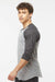 Tultex 245 Mens Fine Jersey Raglan 3/4 Sleeve Crewneck T-Shirt Heather Grey/Heather Charcoal Grey Model Side