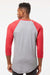 Tultex 245 Mens Fine Jersey Raglan 3/4 Sleeve Crewneck T-Shirt Heather Grey/Heather Red Model Back