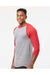 Tultex 245 Mens Fine Jersey Raglan 3/4 Sleeve Crewneck T-Shirt Heather Grey/Heather Red Model Side