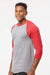 Tultex 245 Mens Fine Jersey Raglan 3/4 Sleeve Crewneck T-Shirt Heather Grey/Heather Red Model Side