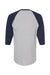 Tultex 245 Mens Fine Jersey Raglan 3/4 Sleeve Crewneck T-Shirt Heather Grey/Navy Blue Flat Back
