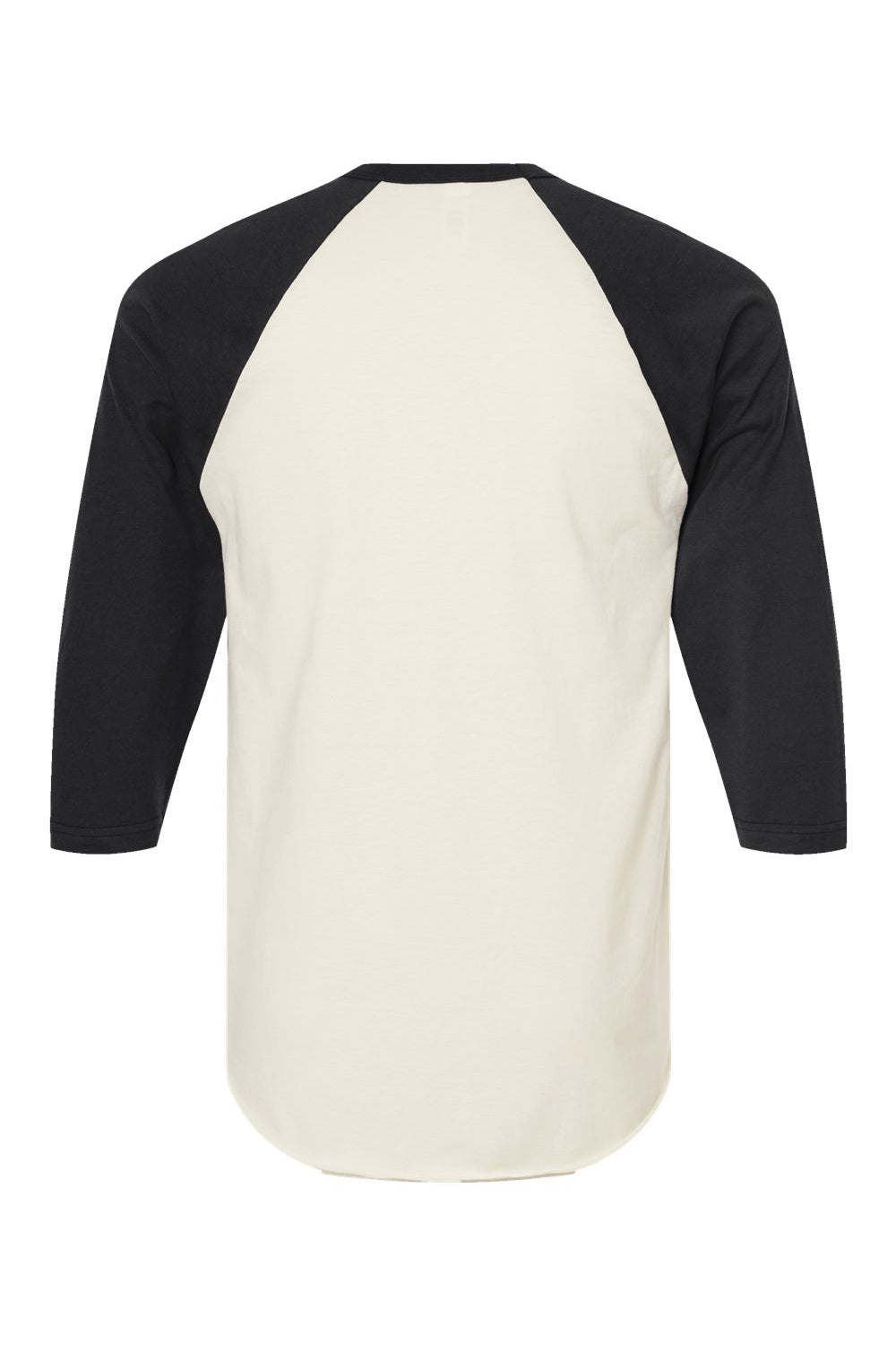 Tultex 245 Mens Fine Jersey Raglan 3/4 Sleeve Crewneck T-Shirt Vintage White/Black Flat Back