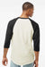 Tultex 245 Mens Fine Jersey Raglan 3/4 Sleeve Crewneck T-Shirt Vintage White/Black Model Back