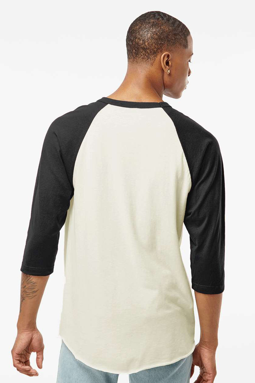 Tultex 245 Mens Fine Jersey Raglan 3/4 Sleeve Crewneck T-Shirt Vintage White/Black Model Back