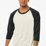 Tultex Mens Fine Jersey Raglan 3/4 Sleeve Crewneck T-Shirt - Vintage White/Black