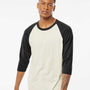 Tultex Mens Fine Jersey Raglan 3/4 Sleeve Crewneck T-Shirt - Vintage White/Black - NEW
