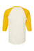 Tultex 245 Mens Fine Jersey Raglan 3/4 Sleeve Crewneck T-Shirt Vintage White/Mellow Yellow Flat Back