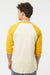 Tultex 245 Mens Fine Jersey Raglan 3/4 Sleeve Crewneck T-Shirt Vintage White/Mellow Yellow Model Back