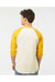 Tultex 245 Mens Fine Jersey Raglan 3/4 Sleeve Crewneck T-Shirt Vintage White/Mellow Yellow Model Back