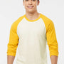 Tultex Mens Fine Jersey Raglan 3/4 Sleeve Crewneck T-Shirt - Vintage White/Mellow Yellow