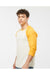 Tultex 245 Mens Fine Jersey Raglan 3/4 Sleeve Crewneck T-Shirt Vintage White/Mellow Yellow Model Side