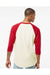 Tultex 245 Mens Fine Jersey Raglan 3/4 Sleeve Crewneck T-Shirt Vintage White/Rio Red Model Back
