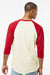 Tultex 245 Mens Fine Jersey Raglan 3/4 Sleeve Crewneck T-Shirt Vintage White/Rio Red Model Back