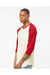 Tultex 245 Mens Fine Jersey Raglan 3/4 Sleeve Crewneck T-Shirt Vintage White/Rio Red Model Side