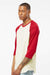 Tultex 245 Mens Fine Jersey Raglan 3/4 Sleeve Crewneck T-Shirt Vintage White/Rio Red Model Side