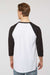 Tultex 245 Mens Fine Jersey Raglan 3/4 Sleeve Crewneck T-Shirt White/Black Model Back