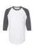 Tultex 245 Mens Fine Jersey Raglan 3/4 Sleeve Crewneck T-Shirt White/Heather Charcoal Grey Flat Front