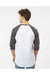Tultex 245 Mens Fine Jersey Raglan 3/4 Sleeve Crewneck T-Shirt White/Heather Charcoal Grey Model Back