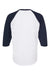 Tultex 245 Mens Fine Jersey Raglan 3/4 Sleeve Crewneck T-Shirt White/Navy Blue Flat Back