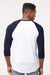 Tultex 245 Mens Fine Jersey Raglan 3/4 Sleeve Crewneck T-Shirt White/Navy Blue Model Back