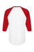 Tultex 245 Mens Fine Jersey Raglan 3/4 Sleeve Crewneck T-Shirt White/Red Flat Back