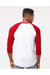 Tultex 245 Mens Fine Jersey Raglan 3/4 Sleeve Crewneck T-Shirt White/Red Model Back