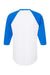 Tultex 245 Mens Fine Jersey Raglan 3/4 Sleeve Crewneck T-Shirt White/Royal Blue Flat Back