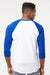 Tultex 245 Mens Fine Jersey Raglan 3/4 Sleeve Crewneck T-Shirt White/Royal Blue Model Back