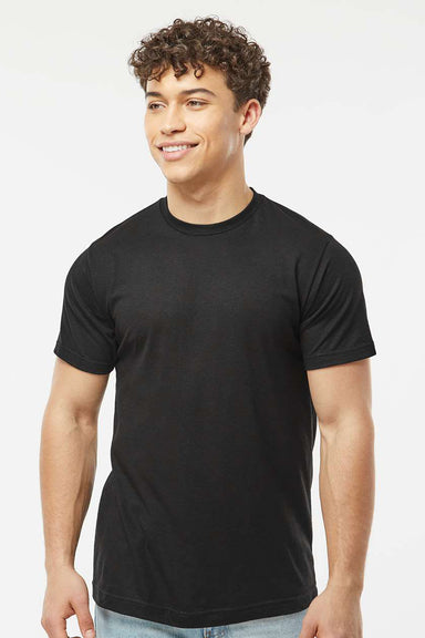 Tultex 241 Mens Poly-Rich Short Sleeve Crewneck T-Shirt Black Model Front