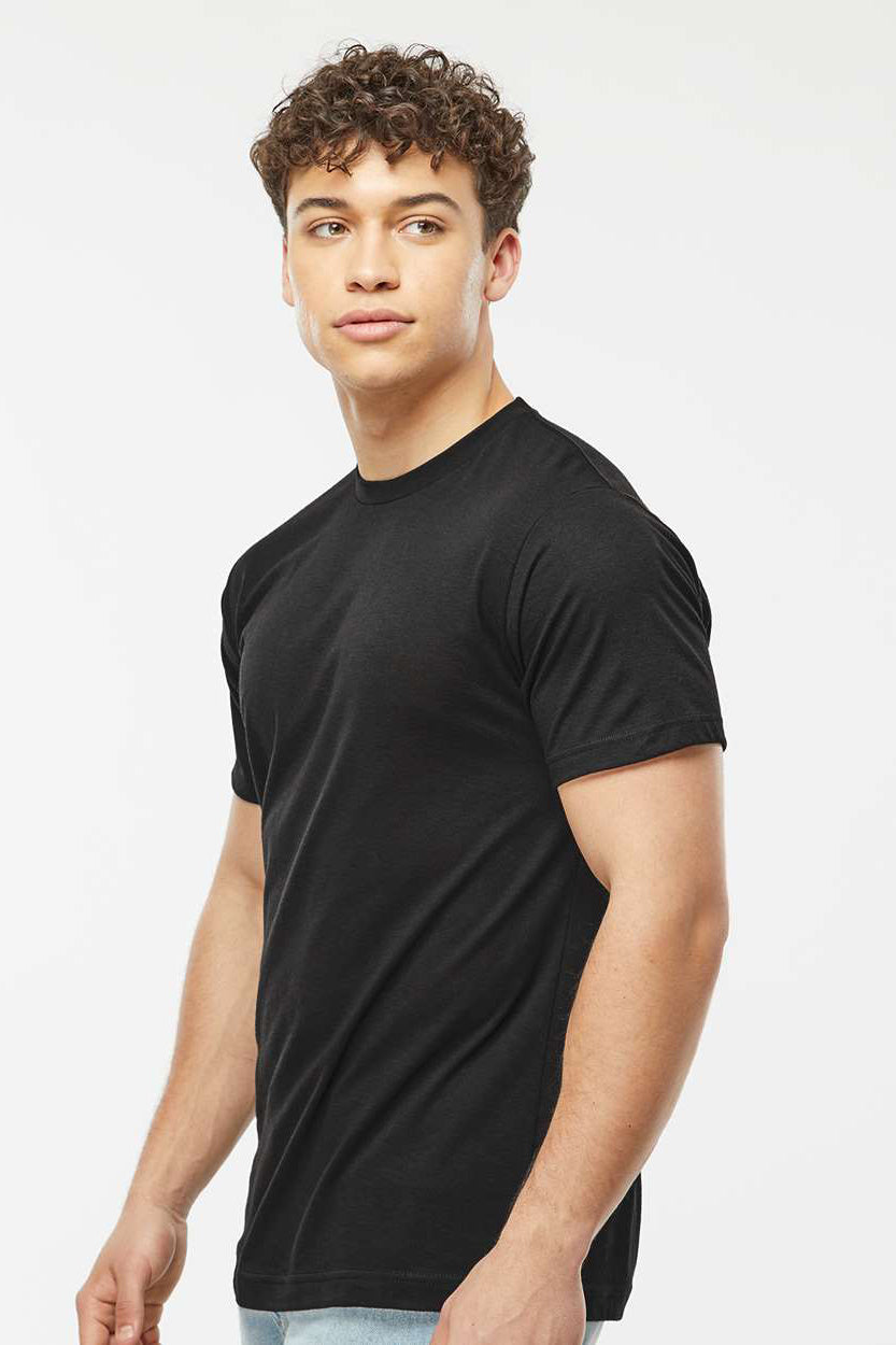 Tultex 241 Mens Poly-Rich Short Sleeve Crewneck T-Shirt Black Model Side