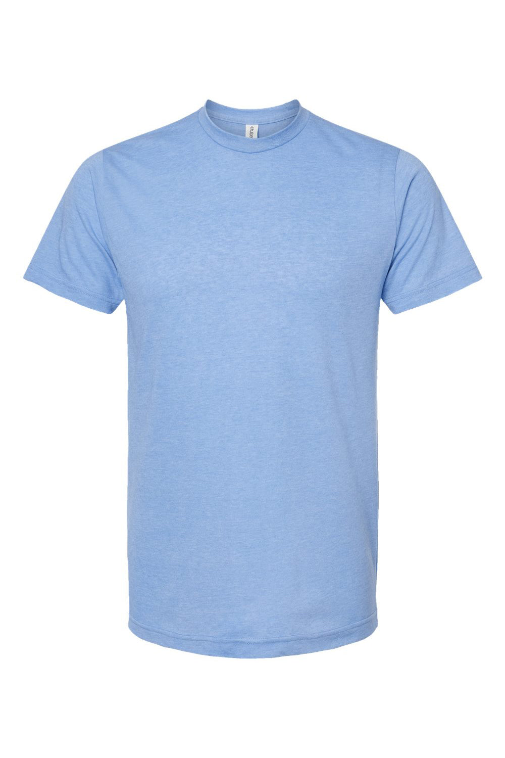 Tultex 241 Mens Poly-Rich Short Sleeve Crewneck T-Shirt Heather Athletic Blue Flat Front