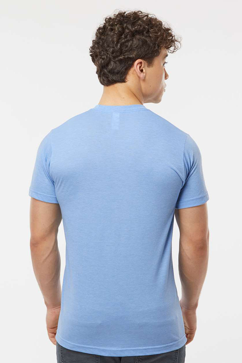 Tultex 241 Mens Poly-Rich Short Sleeve Crewneck T-Shirt Heather Athletic Blue Model Back